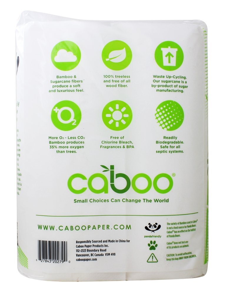 100 % Toalhas de papel de 2 camadas de bambu e cana-de-açúcar - 2 Rolo (s) Caboo - Imagem 3