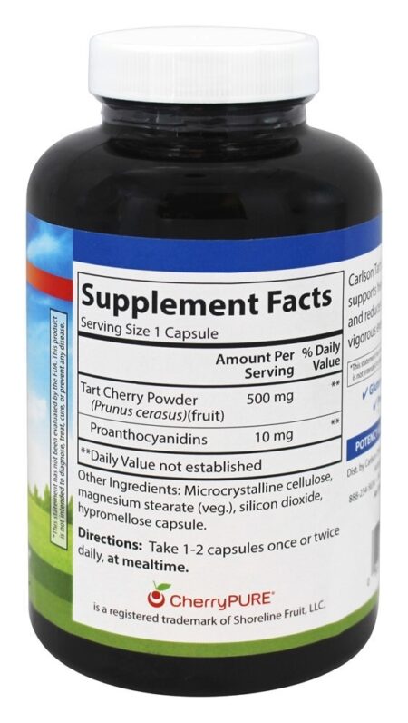 Tart Cherry com CherryPURE 500 mg. - Cápsulas vegetarianas 180 Carlson Labs - Image 2