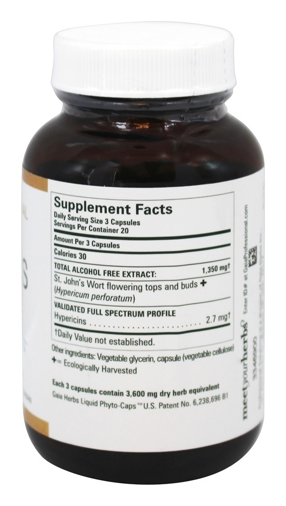 Erva de São João 1350 mg. - 60 Cápsulas Gaia Herbs Professional líquido Gaia Herbs Professional - Imagem 2