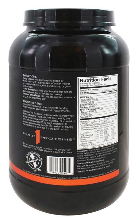 R1 Proteína Extremista Pure Soro de leite coalhado Isolar/Hidrolisado Fórmula 38 Porções Baunilha Creme - 2.42 lbs. Rule One Proteins - Image 2