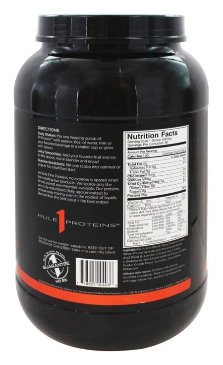 R1 Proteína Extremista Pure Soro de leite coalhado Isolar/Hidrolisado Fórmula 38 Porções Bolinhos & Creme - 2.42 lbs. Rule One Proteins - Image 2