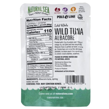 Albacora de Atum Selvagem Branco Sólido com Sal Marinho - 3 oz. Natural Sea - Image 3