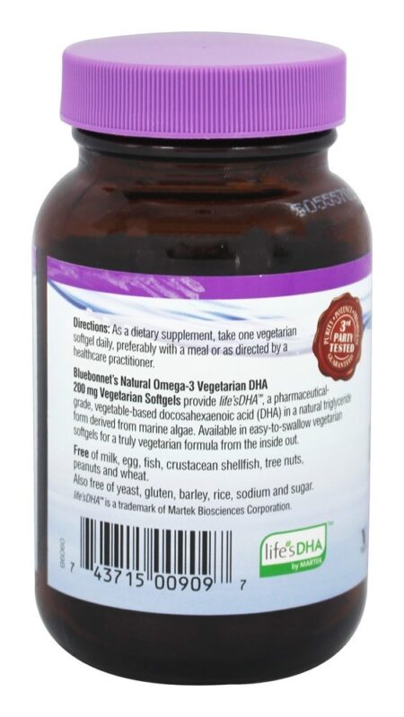 Omega-3 Natural DHA Vegetariano 200 mg. - 60 Cápsulas Vegetarianas Bluebonnet Nutrition - Image 3