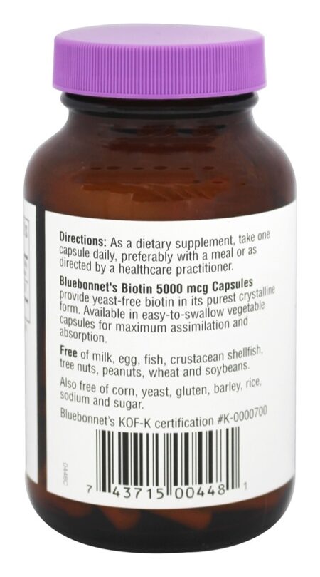 Biotina 5000 mcg. - Cápsulas vegetarianas 120 Bluebonnet Nutrition - Image 3