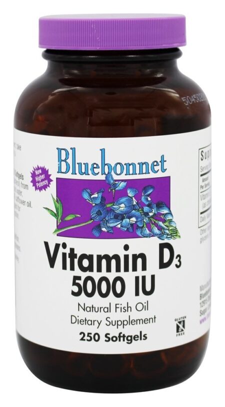 Vitamina D3 5000 UI - 250 Softgels Bluebonnet Nutrition