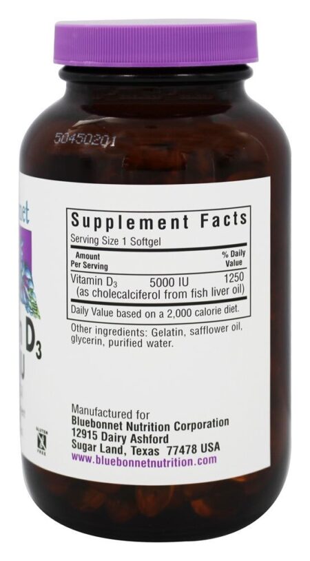 Vitamina D3 5000 UI - 250 Softgels Bluebonnet Nutrition - Image 2