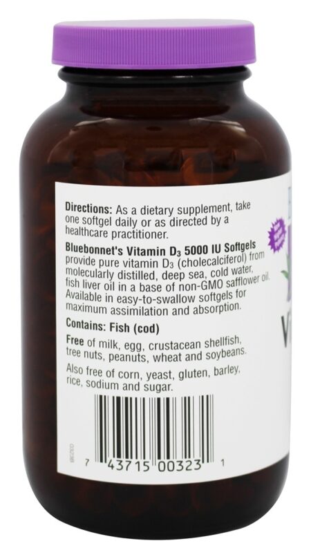 Vitamina D3 5000 UI - 250 Softgels Bluebonnet Nutrition - Image 3