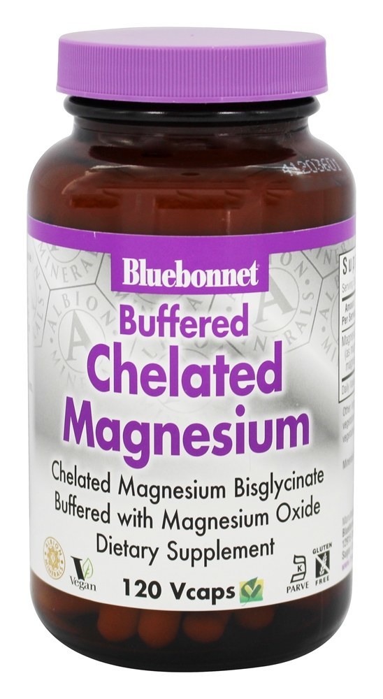Magnésio Quelatado Tamponado - Cápsulas vegetarianas 120 Bluebonnet Nutrition