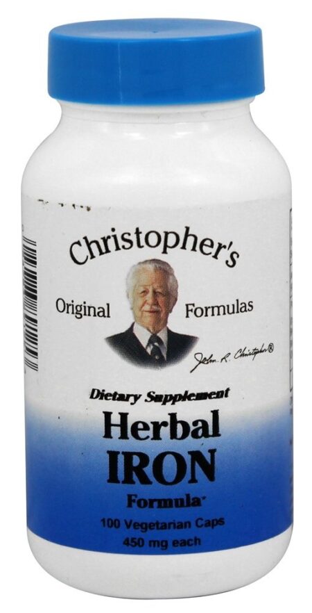 Fórmula Herbal Iron 450 mg. - Cápsulas vegetarianas 100 Dr. Christopher's Original Formulas