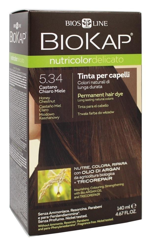 Nutricolor Delicato Corante Permanente para Cabelos 5.34 Castanha de Mel - 4.67 fl. oz. BioKap