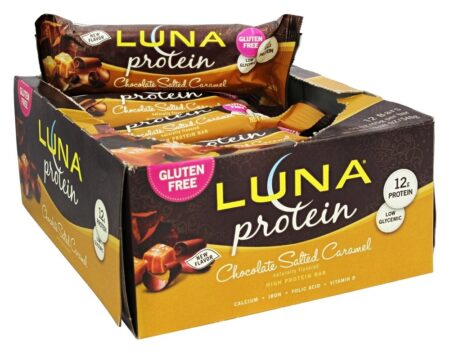 Caixa De Barras De Proteína Luna Para Mulheres De Chocolate Caramelo Salgado - 12 Barras Clif Bar