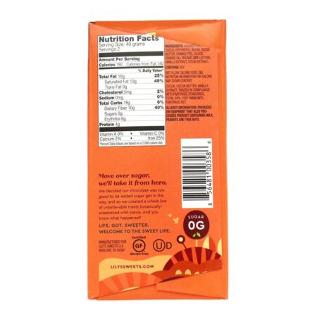 Barra de chocolate extra escura 70 % de laranja de cacau - 2.8 oz. Lily's - Image 2