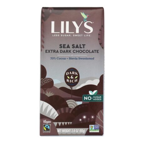 Barra de chocolate extra escura 70 % de sal marinho de cacau - 2.8 oz. Lily's