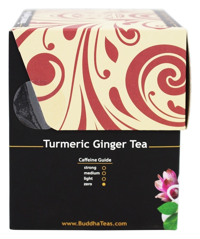 100 % Orgânica Herbal Açafrão Ginger Tea - 18 Saquinhos de Chá Buddha Teas - Imagem 4