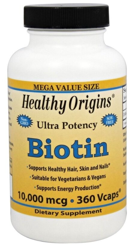 Biotina 10000 mcg. - Cápsulas vegetarianas 360 Healthy Origins