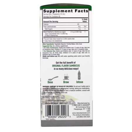 Sabor Sambucus Black Sabonete Sabor Original 2500 mg. - 16 fl. oz. Nature's Answer - Imagem 2