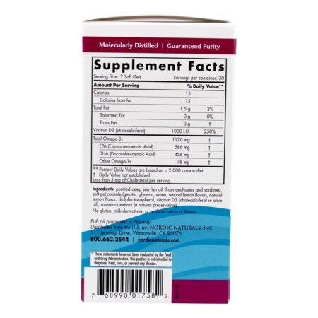 Pós Omega - 3 Limão 1120 mg. - 60 Softgels Nordic Naturals - Image 3