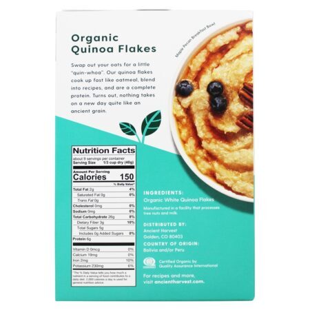 Flocos de quinoa de cereais quentes sem glúten e orgânicos - 12 oz. Ancient Harvest Quinoa - Imagem 2