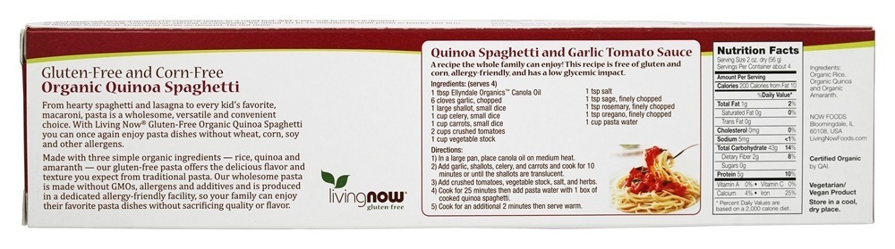 Espaguete de Quinoa orgânica - 8 oz. NOW Foods - Imagem 2
