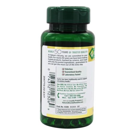 Extrato de alho para a saúde do coração 1000 mg. - 100 Softgels Nature's Bounty - Image 3