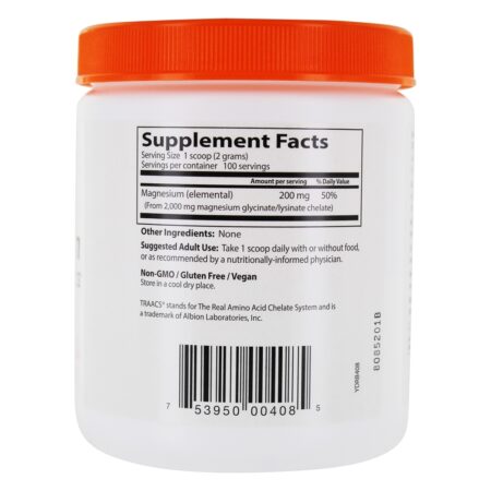 Pó de Magnésio de Alta Absorção com TRAACS 100% Quelatado 200 mg. - 7.1 oz. Doctor's Best - Image 2