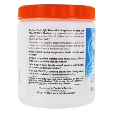 Pó de Magnésio de Alta Absorção com TRAACS 100% Quelatado 200 mg. - 7.1 oz. Doctor's Best - Image 3