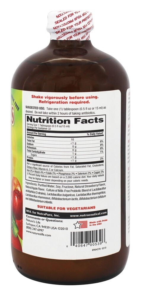 Maçã Probiotic Acidophilus Morango - 16 fl. oz. Nature's Life - Imagem 2
