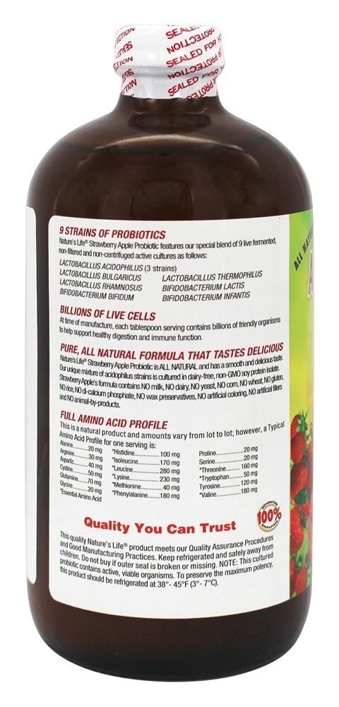 Maçã Probiotic Acidophilus Morango - 16 fl. oz. Nature's Life - Imagem 3