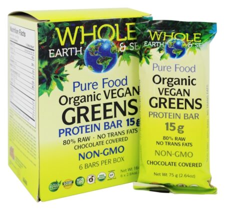 Orgânico Vegan Verduras Proteína Bar - 6 Barras Whole Earth & Sea