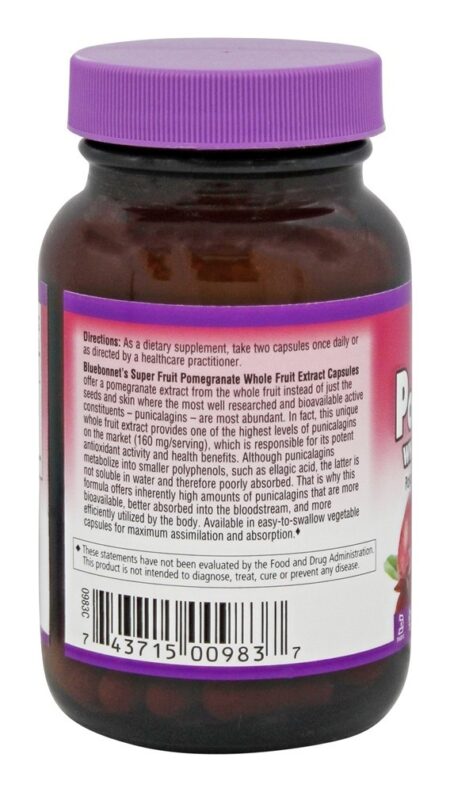 Extrato de fruta inteira de romã super frutas - Cápsulas vegetarianas 60 Bluebonnet Nutrition - Image 3