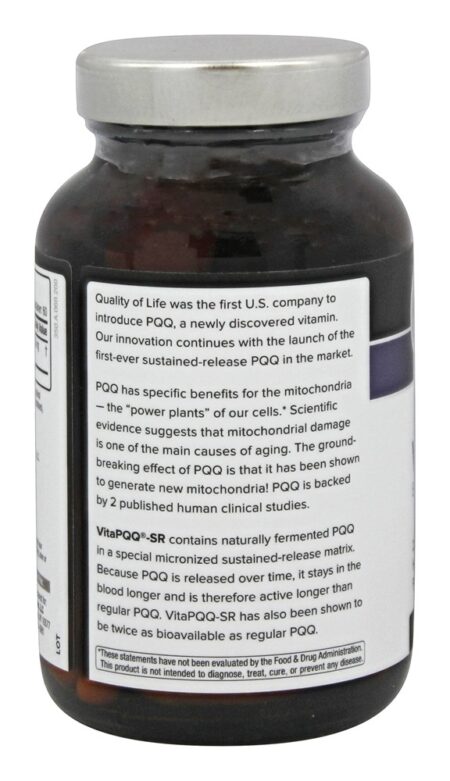 VitaPQQ-SR Antioxidante de Liberação Contínua - Cápsulas vegetarianas 60 Quality Of Life Labs - Image 3