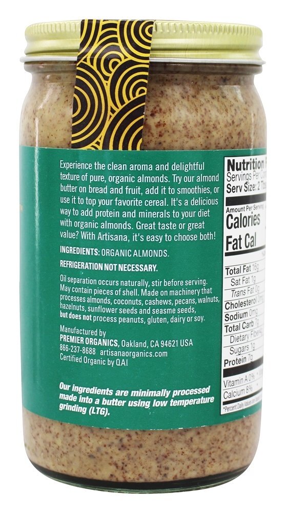 Manteiga de porca orgânica de amêndoa - 14 oz. Artisana - Imagem 3
