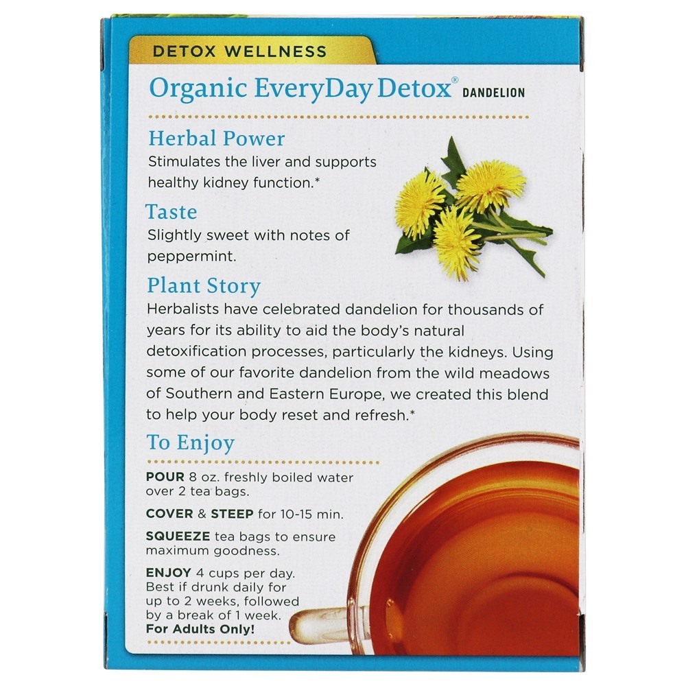 Orgânica EveryDay Detox Dandelion Herbal Tea - 16 Saquinhos de Chá Traditional Medicinals - Imagem 3