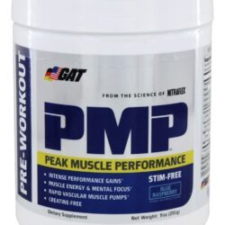 PMP pico desempenho muscular pré-treino sem framboesa azul Stim-Free - 9 oz. GAT