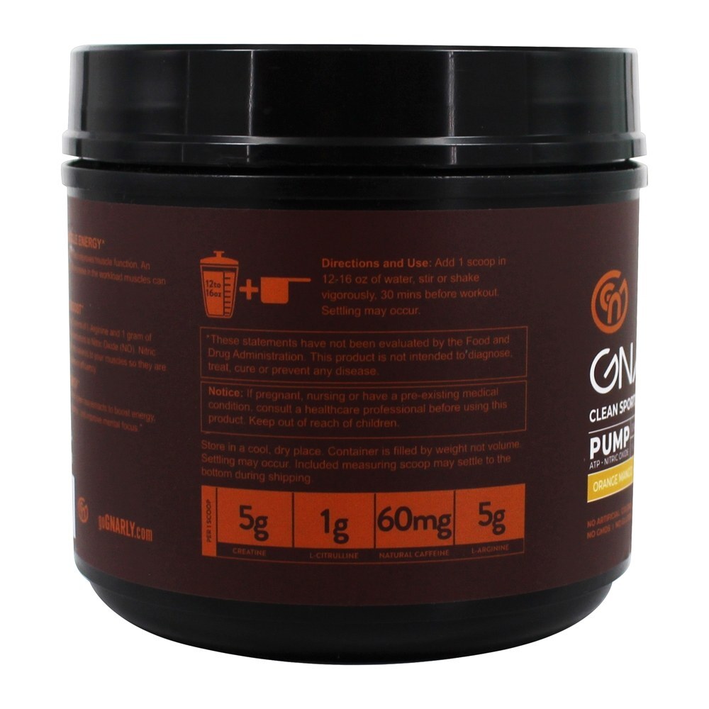 Pump Creatine & L-Arginine Suplemento Manga Laranja - 19 oz. Gnarly Nutrition - Imagem 5