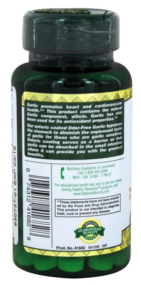 Alho Sem Odor 2000 mg. - 120 Tablets Nature's Bounty - Image 3