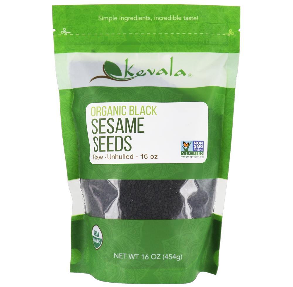 Sementes de gergelim preto orgânico - 16 oz. Kevala