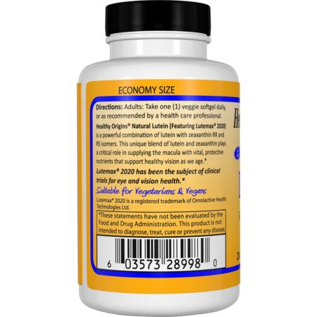 Luteína 20 mg. - 180 Cápsulas Vegetarianas Healthy Origins - Image 3