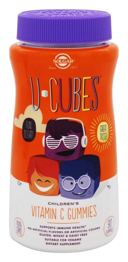 U-Cubos Infantil Vitamina C Gomoso Laranja e Morango - 90 Gummies Solgar