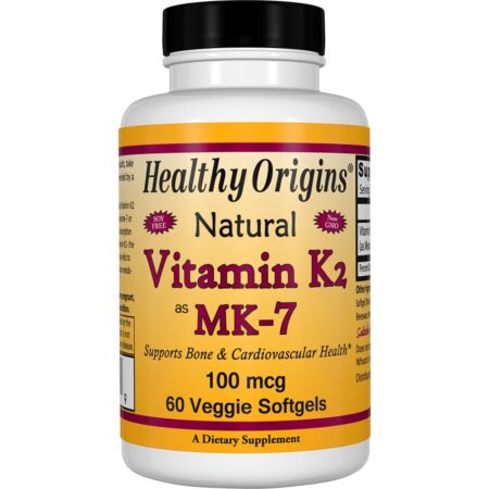 Vitamina K2 Natural, MK7 100 mcg. - 60 Cápsulas Vegetarianas Healthy Origins