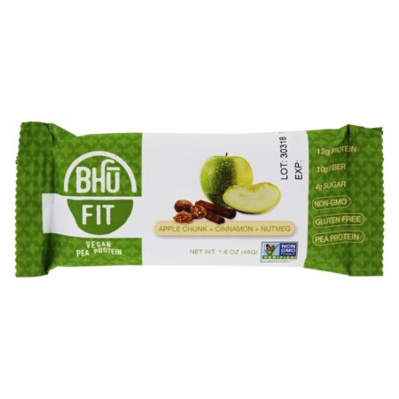 Barra de proteína de ervilha vegan Pedaço de maçã + canela + noz-moscada - 1.6 oz. Bhu Fit