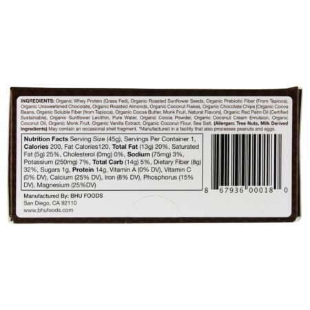 Primal Grass-Fed Whey Protein Bar Chocolate Escuro + Coco + Amêndoa - 12 Barras Bhu Fit - Image 2