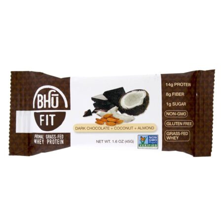 Primal Grass-Fed Whey Protein Bar Chocolate Escuro + Coco + Amêndoa - 12 Barras Bhu Fit - Image 4