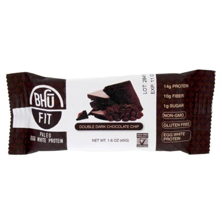 Paleo Egg White Protein Bar Dupla De Chocolate Escuro - 12 Barras Bhu Fit - Image 4