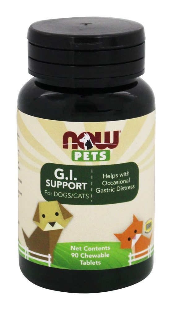 NOW Pets GI Support para Cães / Gatos - 90 comprimidos mastigáveis NOW Foods
