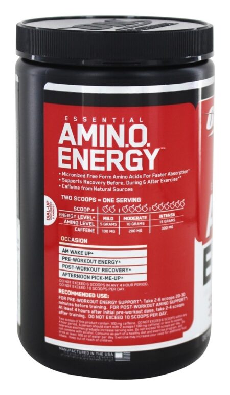 AmiN.O Essencial. Cal Morango de Energia - 9.5 oz. Optimum Nutrition - Image 3