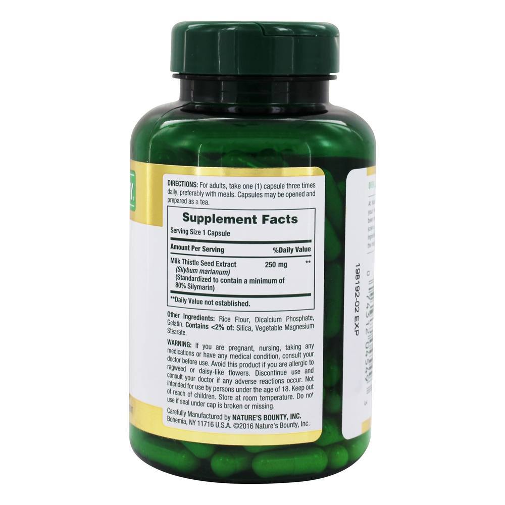 Cardo de leite extrato padronizado para a função do fígado saudável 250 mg. - Cápsulas 200 Nature's Bounty - Imagem 2