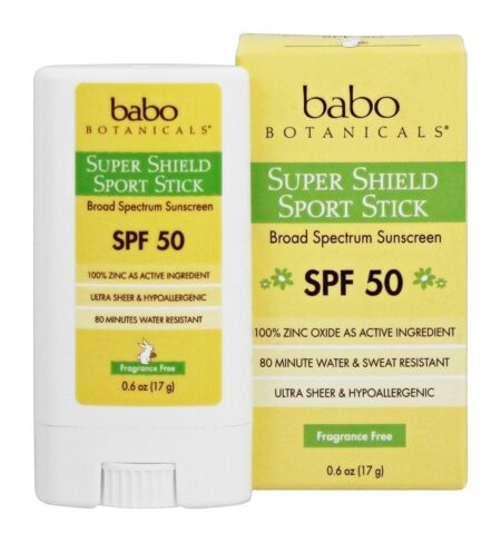 Super Escudo Esporte Vara Fragrância Livre 50 SPF - 0.6 oz. Babo Botanicals