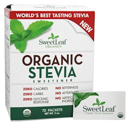 Adoçante de Estévia Orgânica - 70 Pacotes (s) SweetLeaf