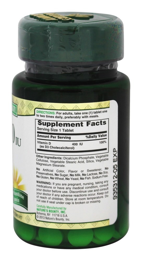 Vitamina D3 400 UI - 100 Tablet (s) Nature's Bounty - Imagem 2